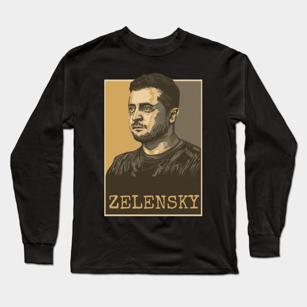 Ukrainian President Volodymyr Zelensky Long Sleeve T-Shirt by ComPix